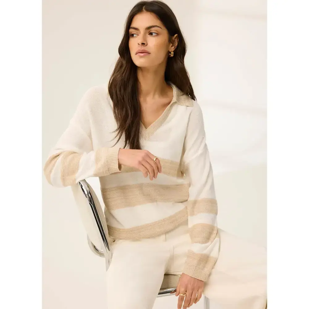 Mint Velvet Neutral Sequin Striped Knit Jumper